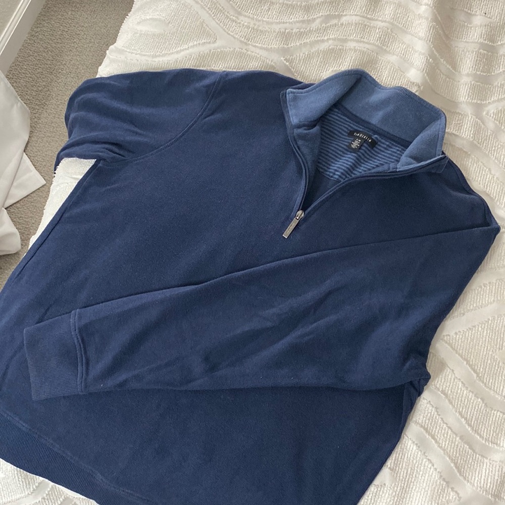 Men’s Van Heusen Quarter Zip Sweater, Size L, Navy Blue